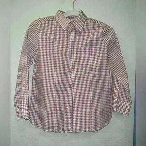 Crewcuts Boys Button Down Shirt Size 8 Orange & Blue Gingham